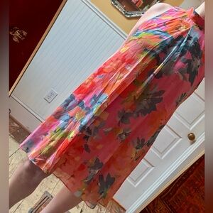 Signature by Robbie Bee Whimsical Floral Tie Midi Cocktail Dress Size 14